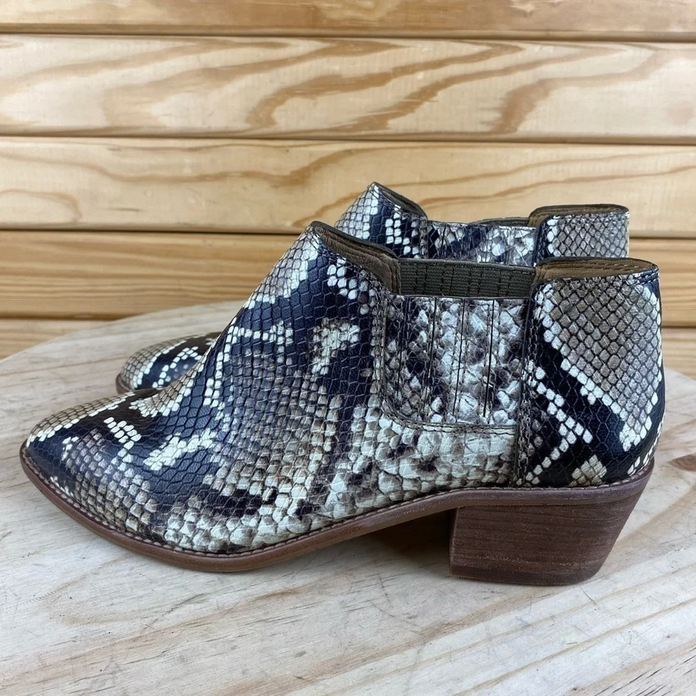 Madewell 6 US Sonia M3463 Snake Embossed Leather Ankle Boots Chelsea Booties NEW